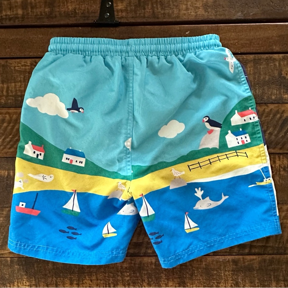 Mini Boden Blue and Yellow Nautical Shorts - Picture 3 of 8